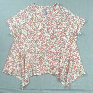 Penningtons Women's Floral Blouse 2X Button Front V-Neck Tunic